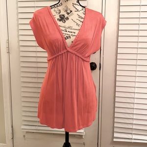 Coral v-neck top